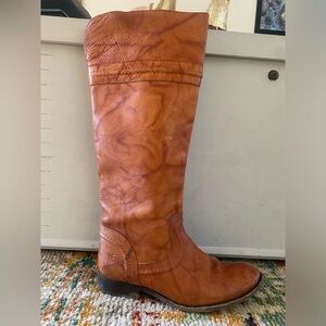 FRYE Melissa Irapunto Sadle Pull On Brown Leather Riding Boots Women's -6.5